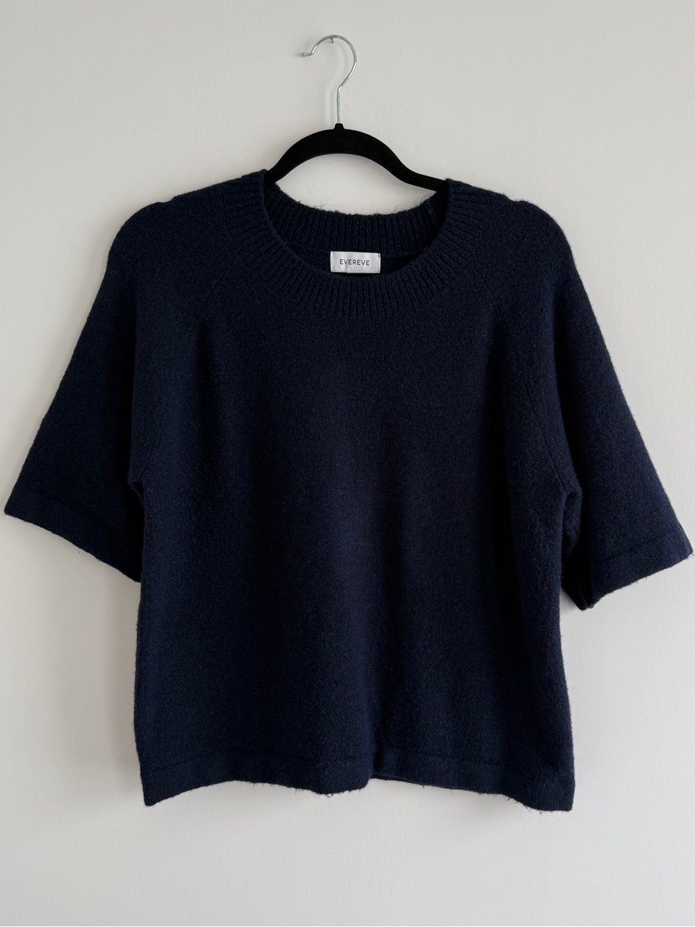 Evereve Sami Pullover Navy Ribbed Crewneck Short-Sleeve Knit